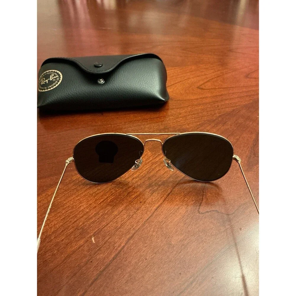 Ray-Ban Aviator Sunglasses Gold RB3025 58mm G-15 Green Lenses,Tips Pads & Case31